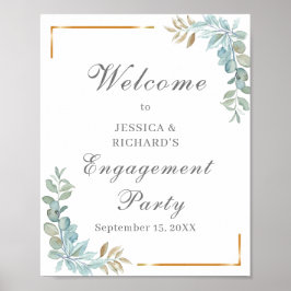 Póster Rótulo de bienvenida de compromiso de color de agu