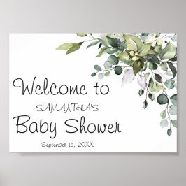 Póster Rótulo de bienvenida de Eucalyptus Baby Shower Pos