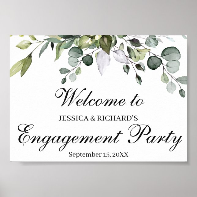 Póster Rótulo de bienvenida de Eucalyptus Engagement (Frente)