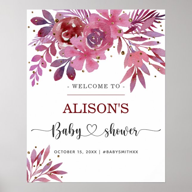 Póster Rótulo de bienvenida de Lila y Gold Confetti en Ba (Frente)