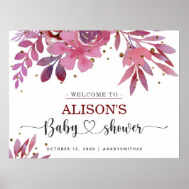 Póster Rótulo de bienvenida de Lila y Gold Confetti en Ba