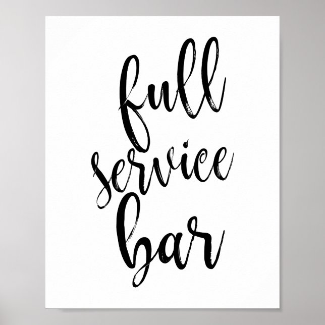 Póster Rótulo de Boda 8 x 10 en blanco y negro con barra  (Frente)