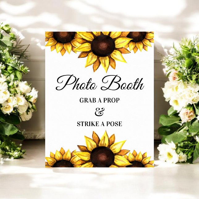Póster Rótulo de Boda amarillo de girasol Photo Booth Pos (Subido por el creador)