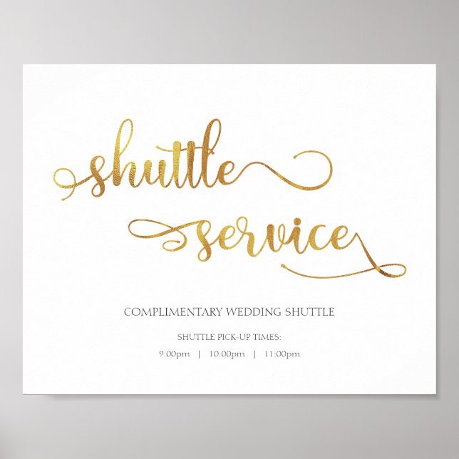 Póster Rótulo de Boda blanco de servicio de lanzadera (Frente)