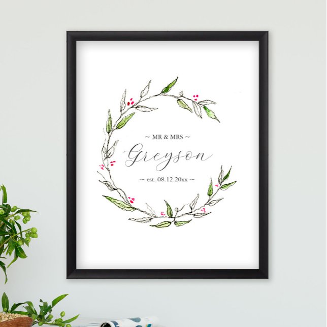 Póster Rótulo de Boda Botánica de Invierno y Keepsake (Christmas wedding decor printable sign botanical art by Victoria Grigaliunas of Do Tell A Belle)