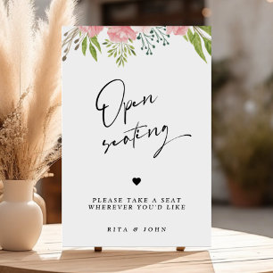Póster Rótulo de Boda de asiento abierto floral moderno