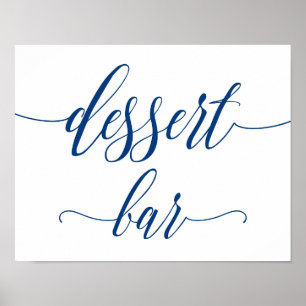 Póster Rótulo de Boda de bar de postres en caligrafía azu