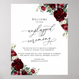 Póster Rótulo de Boda de ceremonias de floral roja rusa d