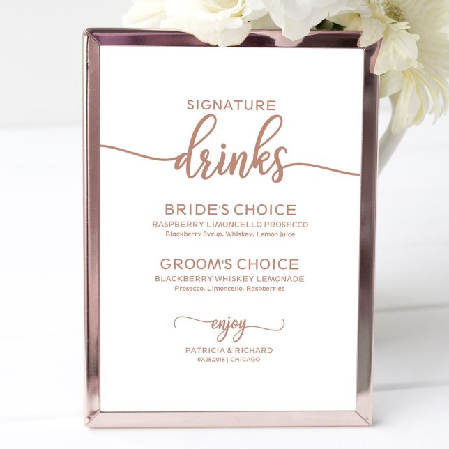 Póster Rótulo de Boda de cobre de Rosa para bebidas con f (Subido por el creador)