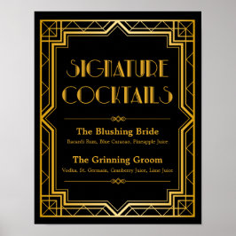 Póster Rótulo de Boda de cócteles de firma | Gatsby Art D