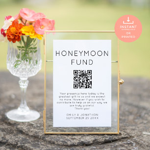 Póster Rótulo de Boda de código QR del Fondo de Luna de M