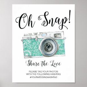 Póster Rótulo de Boda de etiquetas de cámara instantánea