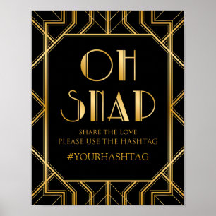 Póster Rótulo de Boda de etiquetas Gatsby Art Deco