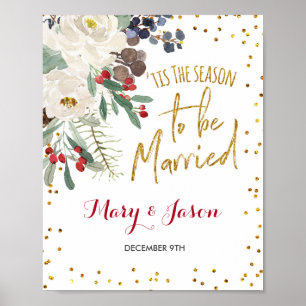 Póster Rótulo de Boda de Invierno