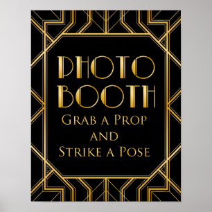 Póster Rótulo de Boda de la cabina fotográfica   Gatsby A