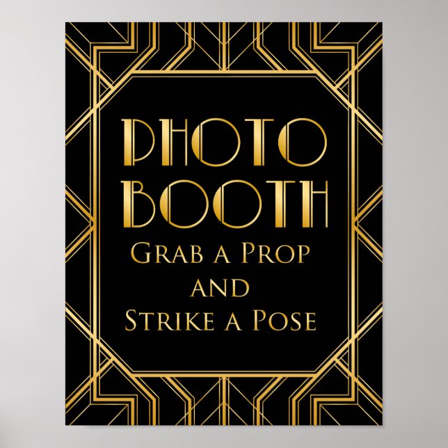 Póster Rótulo de Boda de la cabina fotográfica | Gatsby A (Frente)