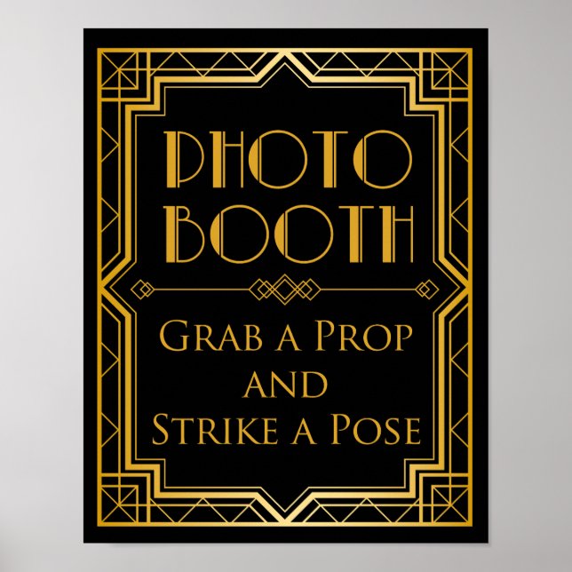 Póster Rótulo de Boda de la cabina fotográfica | Gatsby A (Frente)