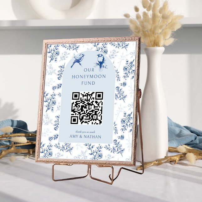 Póster Rótulo de Boda de la Viña Chinoiserie del Fondo de (Honeymoon Fund wedding sign from the Chinoiserie Wedding Collection by Darling & May)