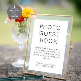 Póster Rótulo de Boda de libros de invitados fotográficos