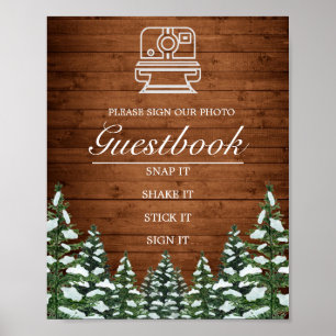 Póster Rótulo de Boda de libros de Snowy Wood & Forest Ph