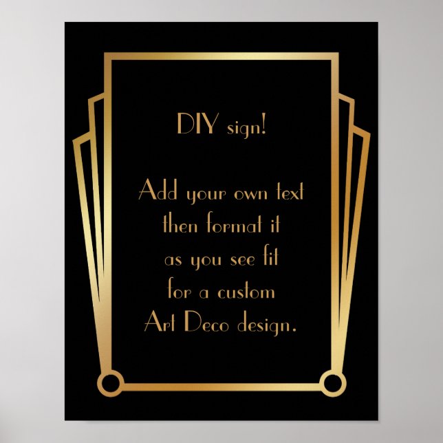 Póster Rótulo de Boda de Personalizado DIY de Art Deco de (Frente)