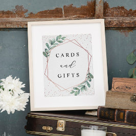 Póster Rótulo de Boda de Relieve metalizado dorado geomét