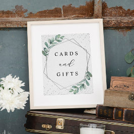 Póster Rótulo de Boda de Relieve metalizado plateado geom