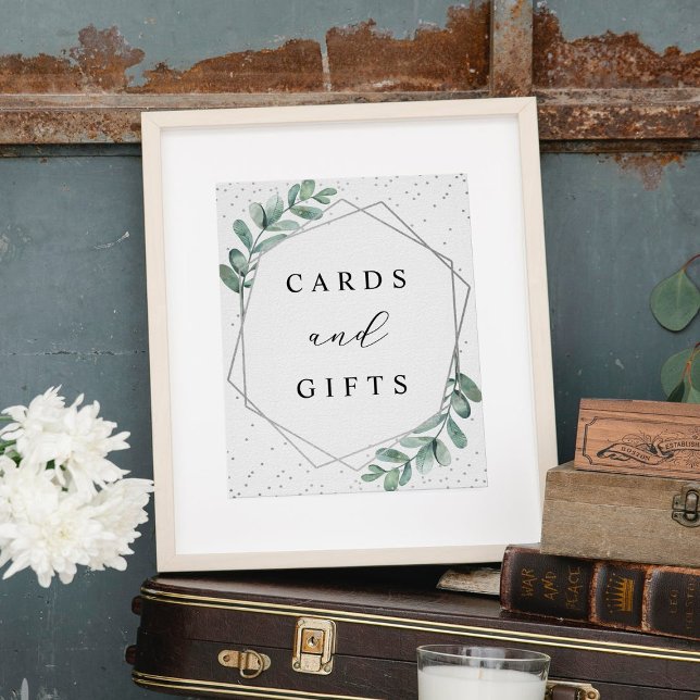 Póster Rótulo de Boda de Relieve metalizado plateado geom (Subido por el creador)