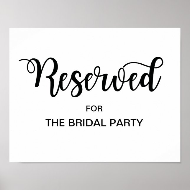 Póster Rótulo de Boda de tabla reservada | Caligrafía mod (Frente)
