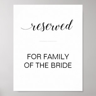 Póster Rótulo de Boda de tabla reservada de script negro