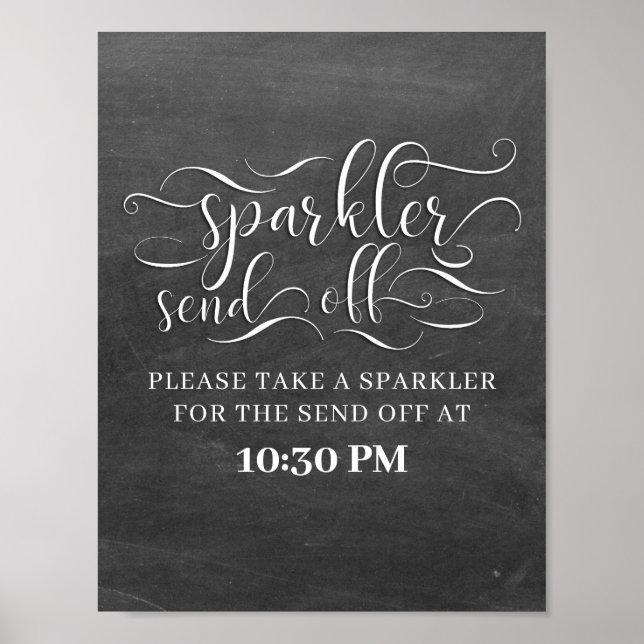 Póster Rótulo de Boda de tiempo de apagado de Sparkler (Frente)
