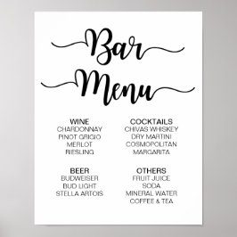 Póster Rótulo de Boda del menú de barras | Caligrafía mod