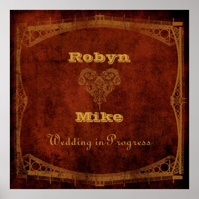 Póster Rótulo de Boda en progreso de Steampunk en Victori (Frente)