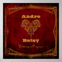 Póster Rótulo de Boda en progreso de Steampunk en Victori