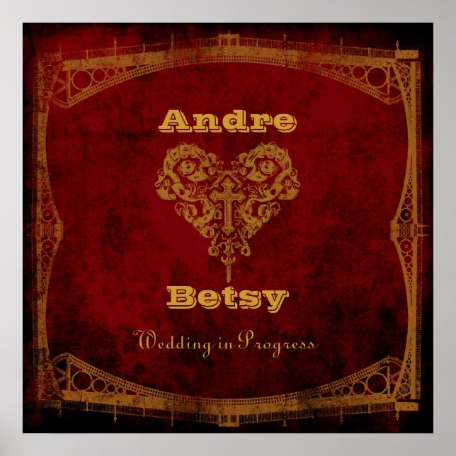 Póster Rótulo de Boda en progreso de Steampunk en Victori (Frente)