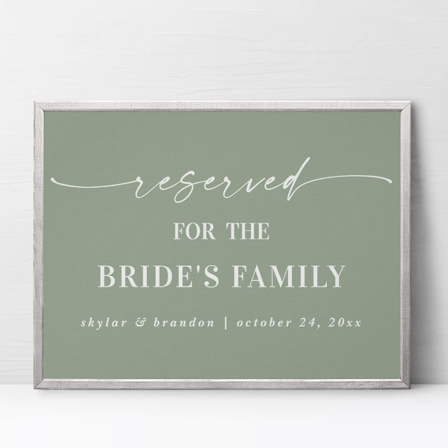 Póster Rótulo de Boda familiar de novia con verde hoja (Subido por el creador)