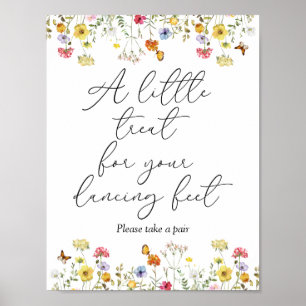 Póster Rótulo de Boda Flip Flop de baile de flores silves