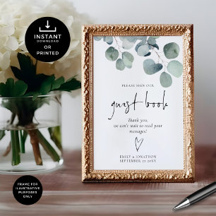 Póster Rótulo de Boda imprimible del libro de invitados E