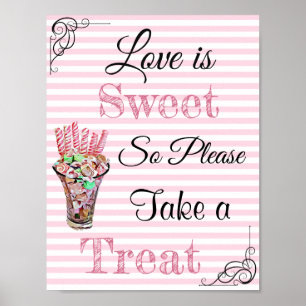 Póster Rótulo de boda para el bufé de caramelos, caramelo