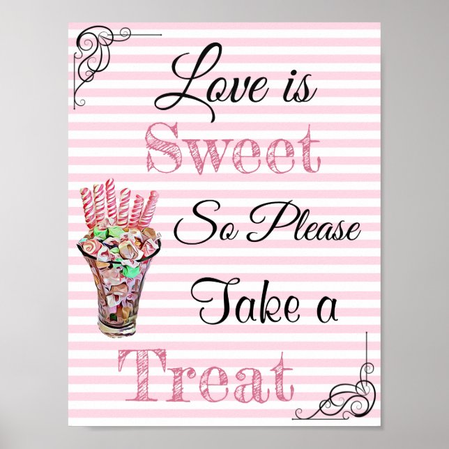 Póster Rótulo de boda para el bufé de caramelos, caramelo (Frente)