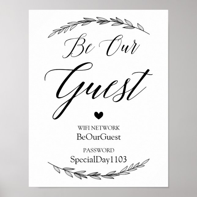 Póster Rótulo de boda - Rótulo de Boda de contraseña de W (Frente)