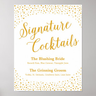 Póster Rótulo de boda - Rótulo de confeti de cóctel de fi