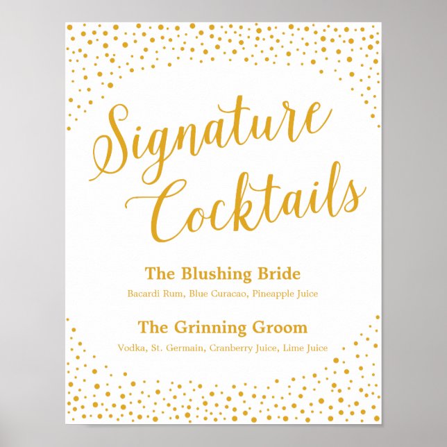 Póster Rótulo de boda - Rótulo de confeti de cóctel de fi (Frente)