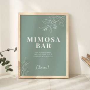 Póster Rótulo de Boda Sage Green Mimosa Bar
