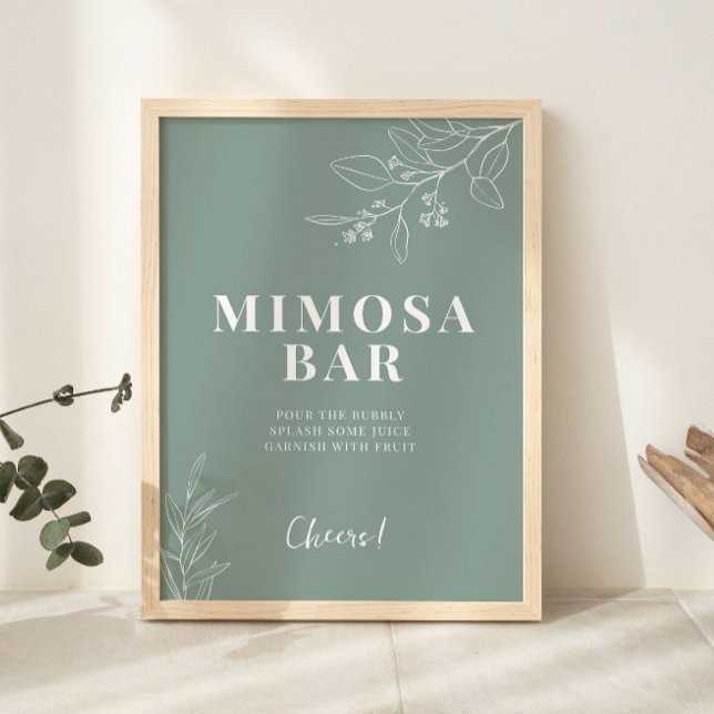 Póster Rótulo de Boda Sage Green Mimosa Bar (Subido por el creador)