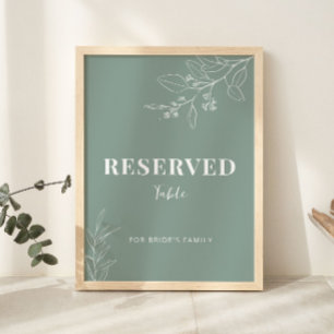 Póster Rótulo de Boda verde sabio reservado