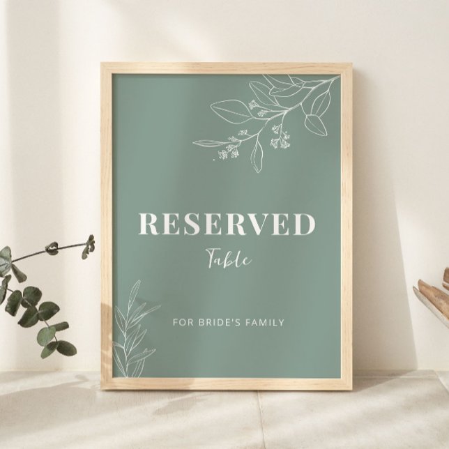 Póster Rótulo de Boda verde sabio reservado (Subido por el creador)