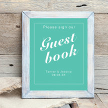 Rótulo de Bodas Minimalistas modernos Aqua y White