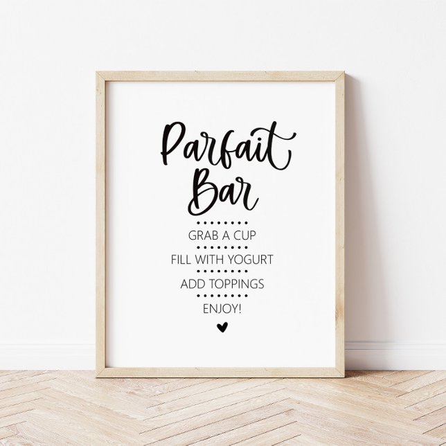 Póster Rótulo de brunch del bar Parfait moderno minimalis (Parfait Bar sign with instructions)