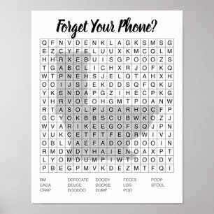 Póster Rótulo de búsqueda de palabras en el baño